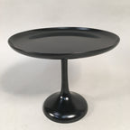 Japanese Wooden Lacquer ware Legged Plate Vtg Black Round Tea Ceremony UR470