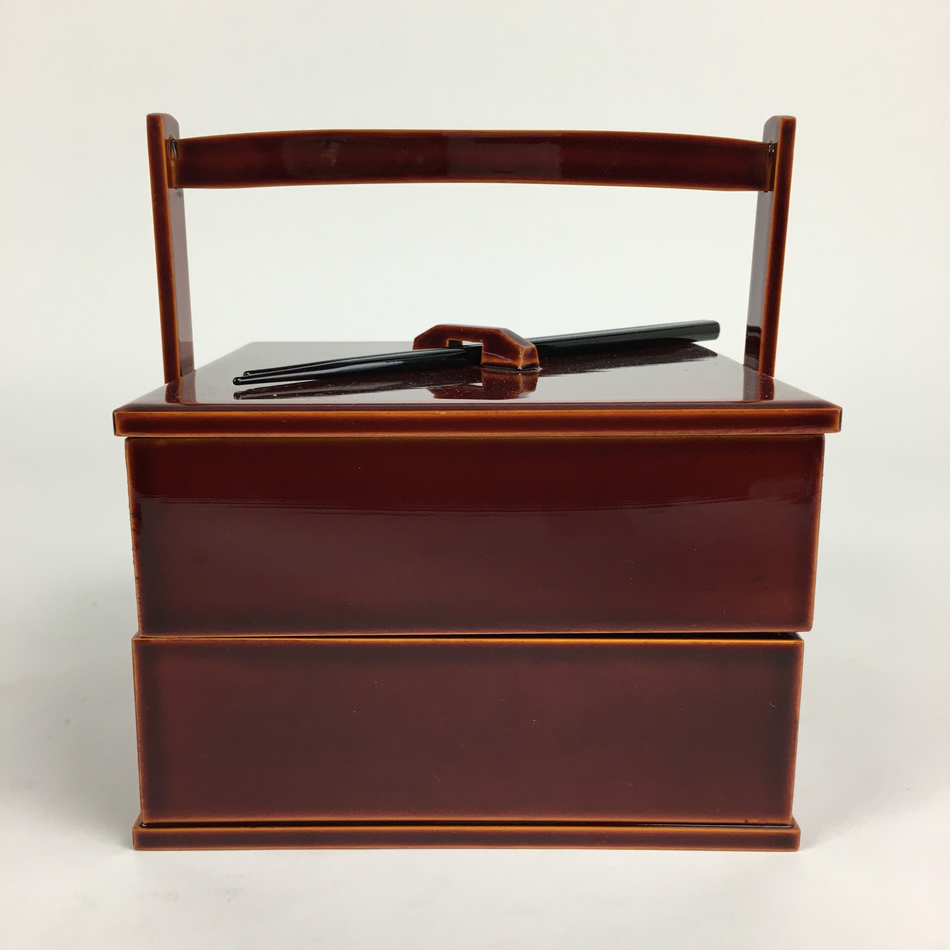 Japanese Wooden Lacquer ware Shunkei-Nuri Bento Box Vtg Jubako 2 Tier JB72