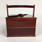 Japanese Wooden Lacquer ware Shunkei-Nuri Bento Box Vtg Jubako 2 Tier JB72