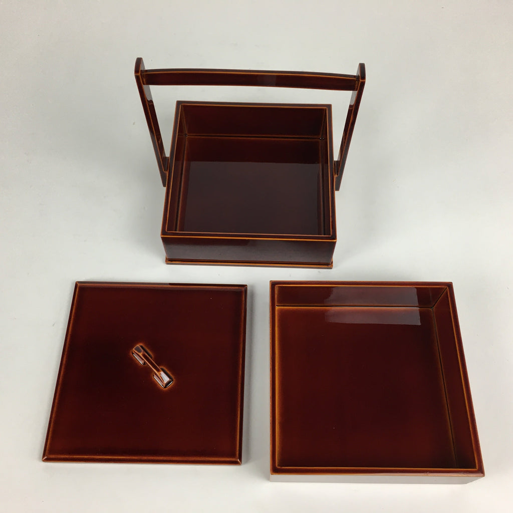 Japanese Wooden Lacquer ware Shunkei-Nuri Bento Box Vtg Jubako 2 Tier JB72