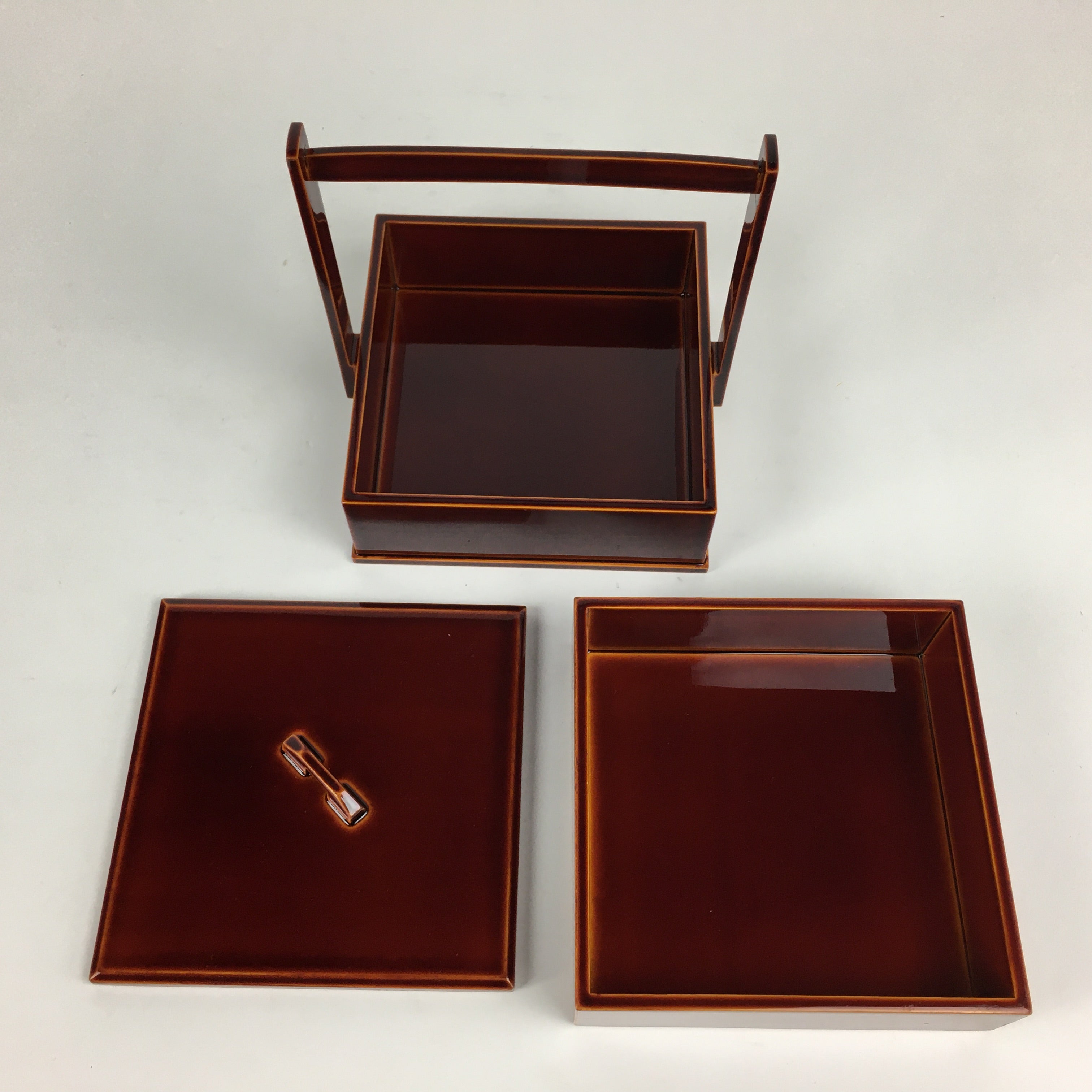 Japanese Wooden Lacquer ware Shunkei-Nuri Bento Box Vtg Jubako 2 Tier JB72