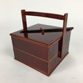 Japanese Wooden Lacquer ware Shunkei-Nuri Bento Box Vtg Jubako 2 Tier JB72