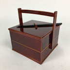 Japanese Wooden Lacquer ware Shunkei-Nuri Bento Box Vtg Jubako 2 Tier JB72