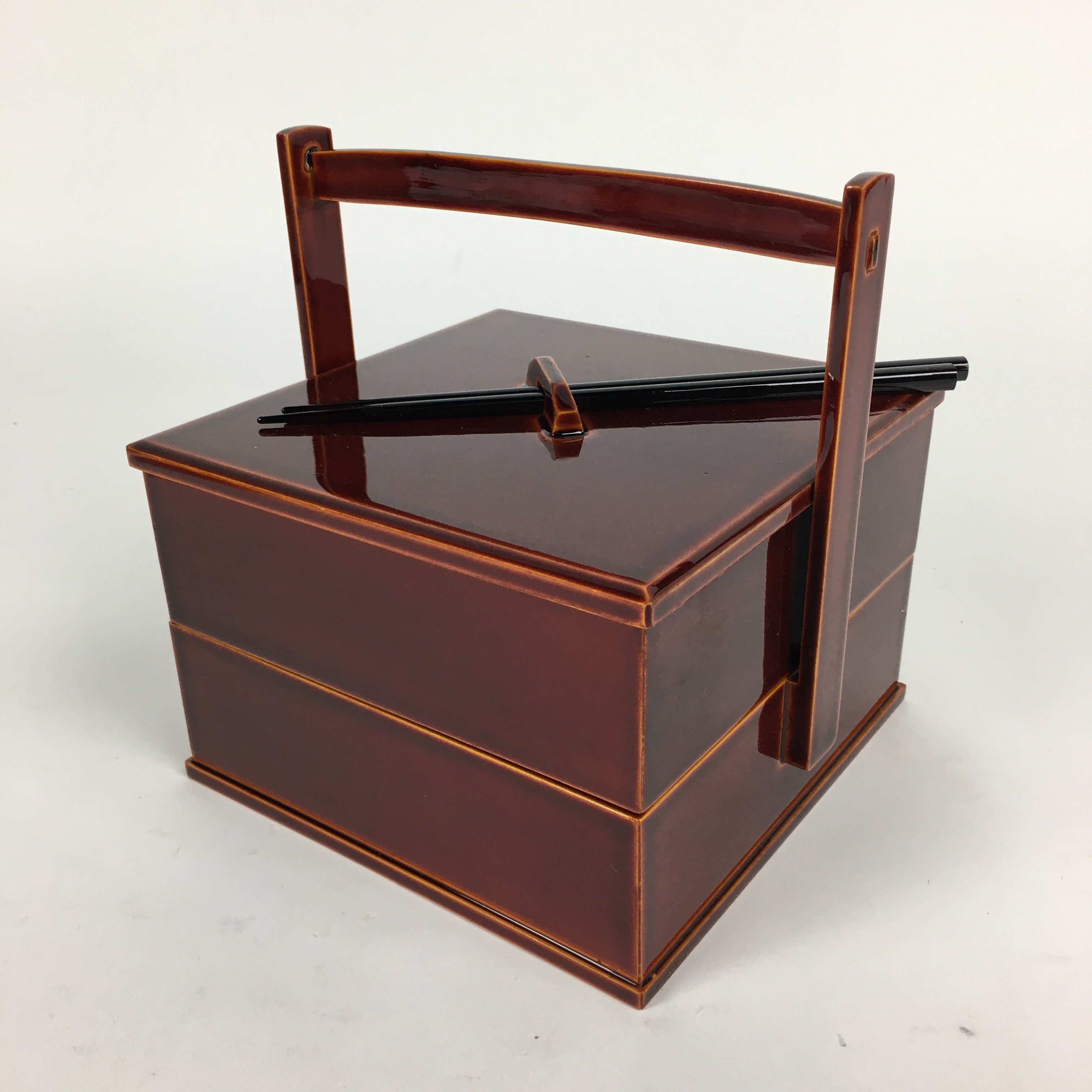 Japanese Wooden Lacquer ware Shunkei-Nuri Bento Box Vtg Jubako 2 Tier JB72