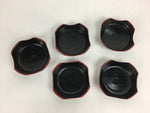 Japanese Wooden Lacquered Bowl Kashiki 5pc Set Vtg Round Black Nurimono UR547