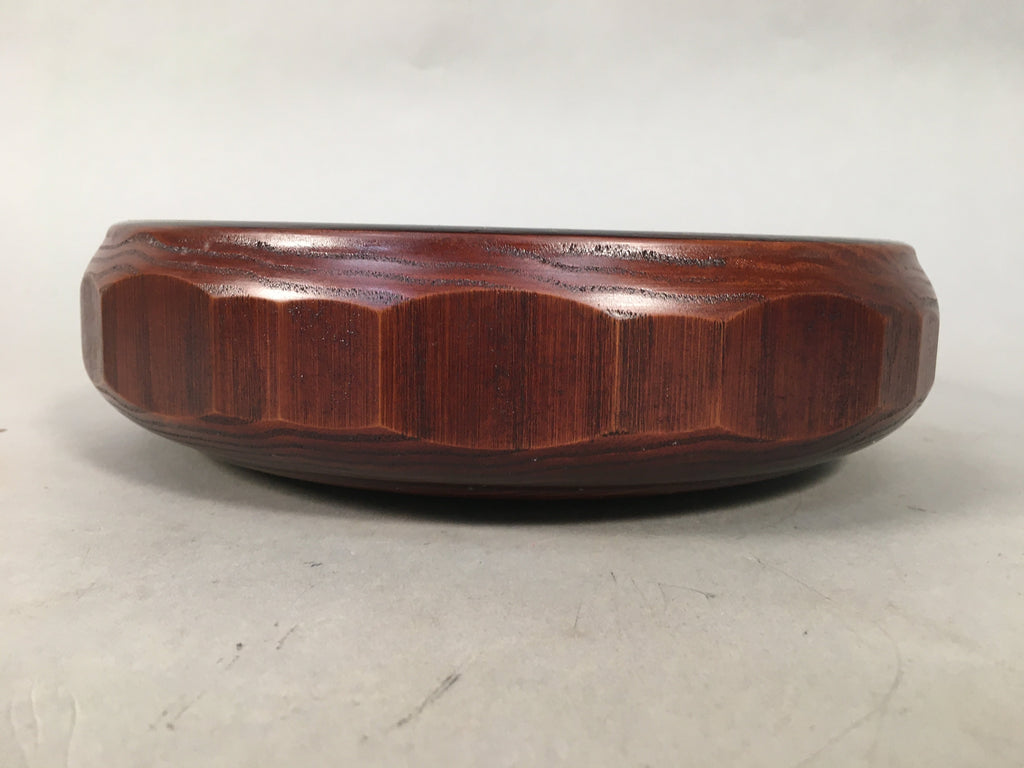 Japanese Wooden Lacquered Bowl Vtg Kashiki Tea Ceremony Brown Red UR476