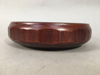 Japanese Wooden Lacquered Bowl Vtg Kashiki Tea Ceremony Brown Red UR476