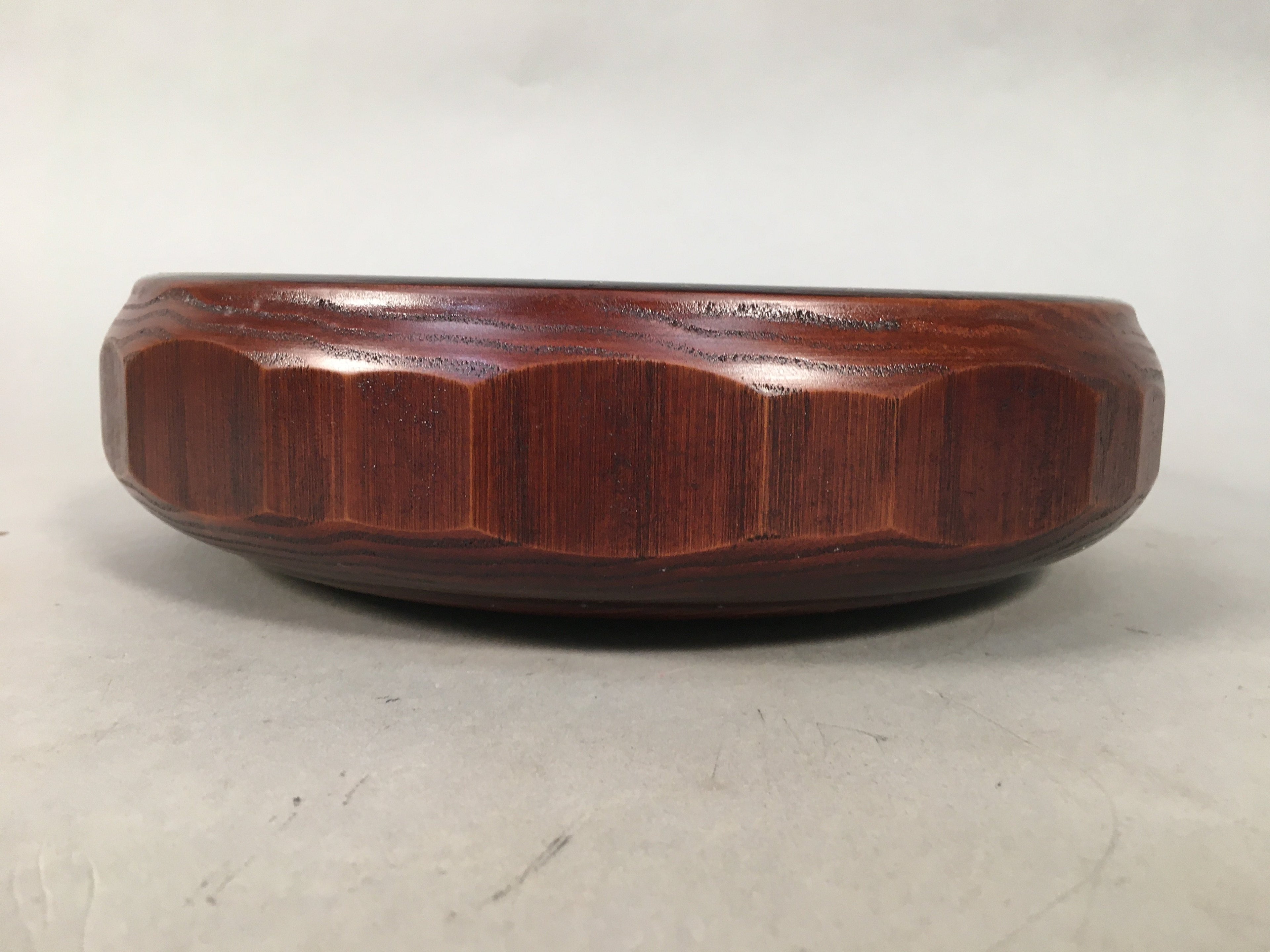 Japanese Wooden Lacquered Bowl Vtg Kashiki Tea Ceremony Brown Red UR476