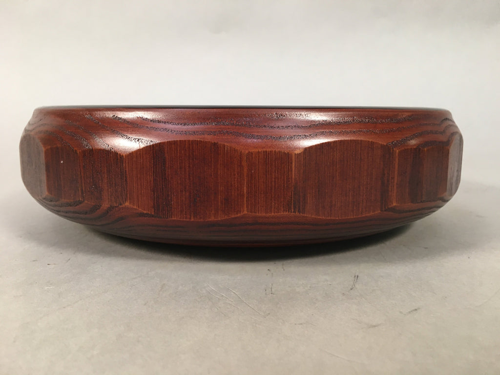 Japanese Wooden Lacquered Bowl Vtg Kashiki Tea Ceremony Brown Red UR476