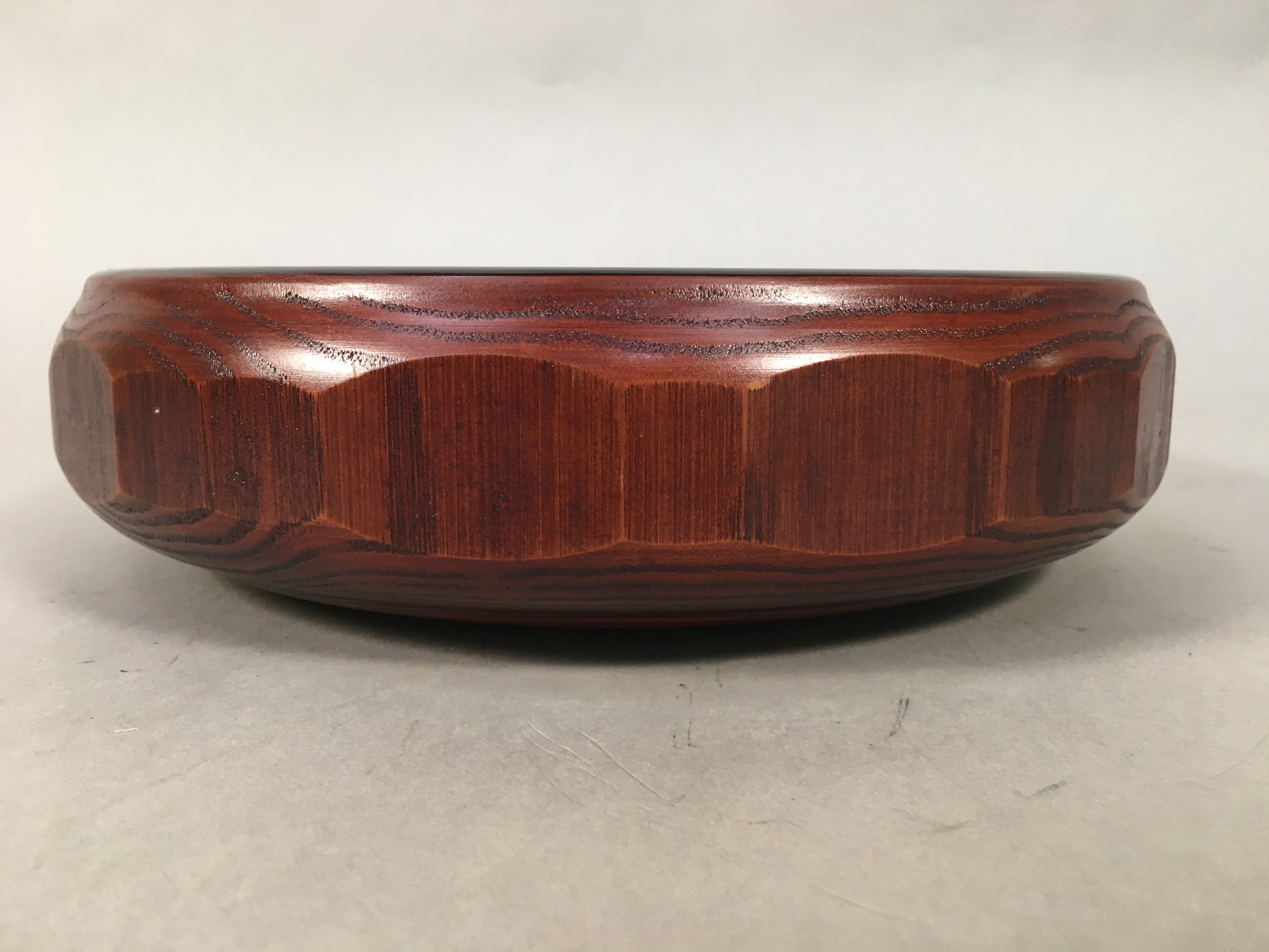 Japanese Wooden Lacquered Bowl Vtg Kashiki Tea Ceremony Brown Red UR476