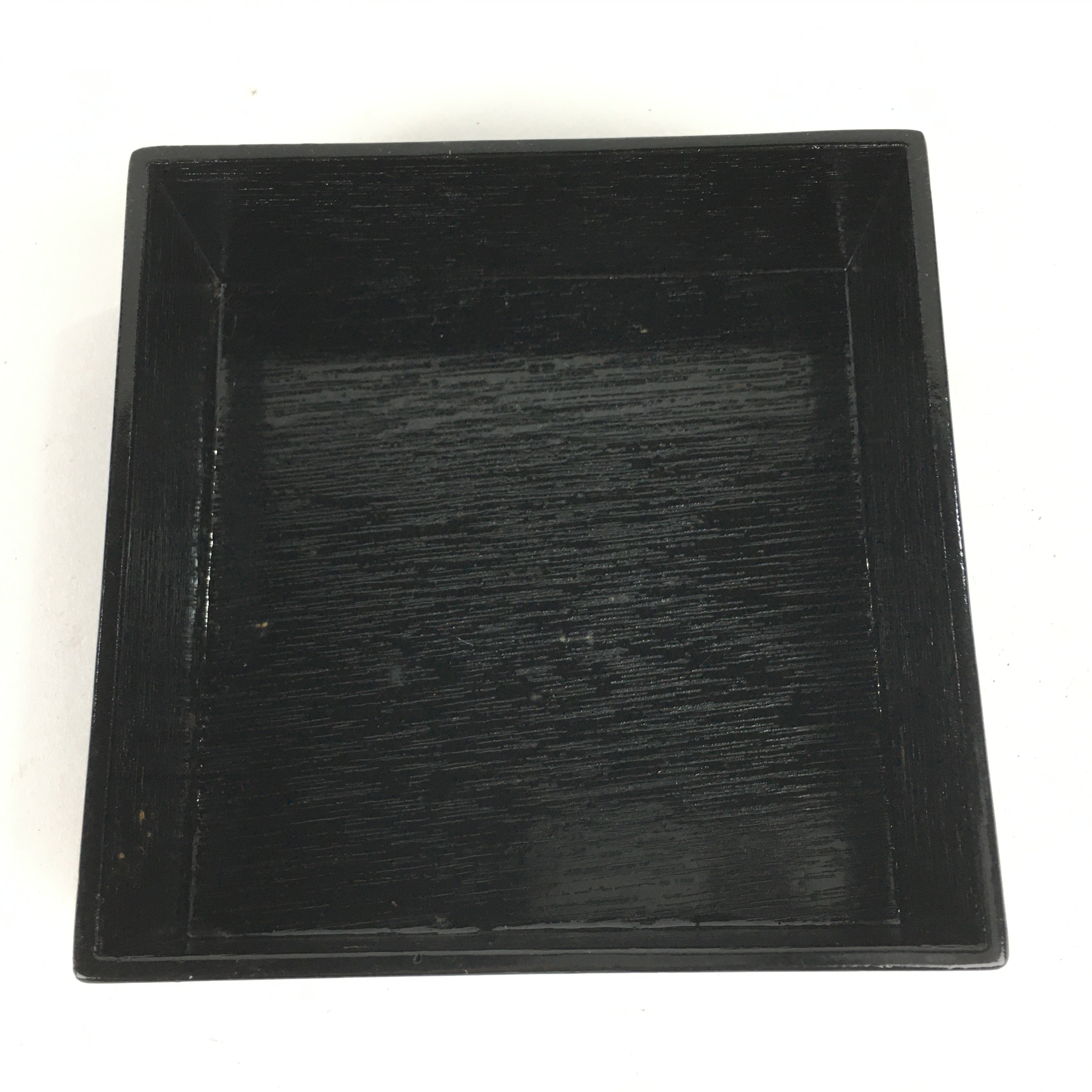 Japanese Wooden Lacquered Box Vtg Square Tray Black Tea Ceremony UR621