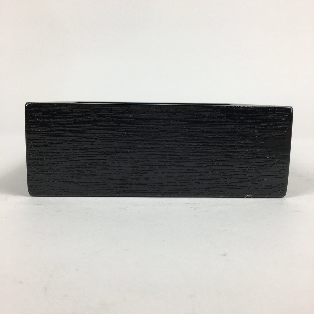 Japanese Wooden Lacquered Box Vtg Square Tray Black Tea Ceremony UR621