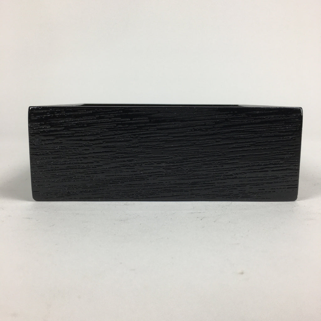 Japanese Wooden Lacquered Box Vtg Square Tray Black Tea Ceremony UR621