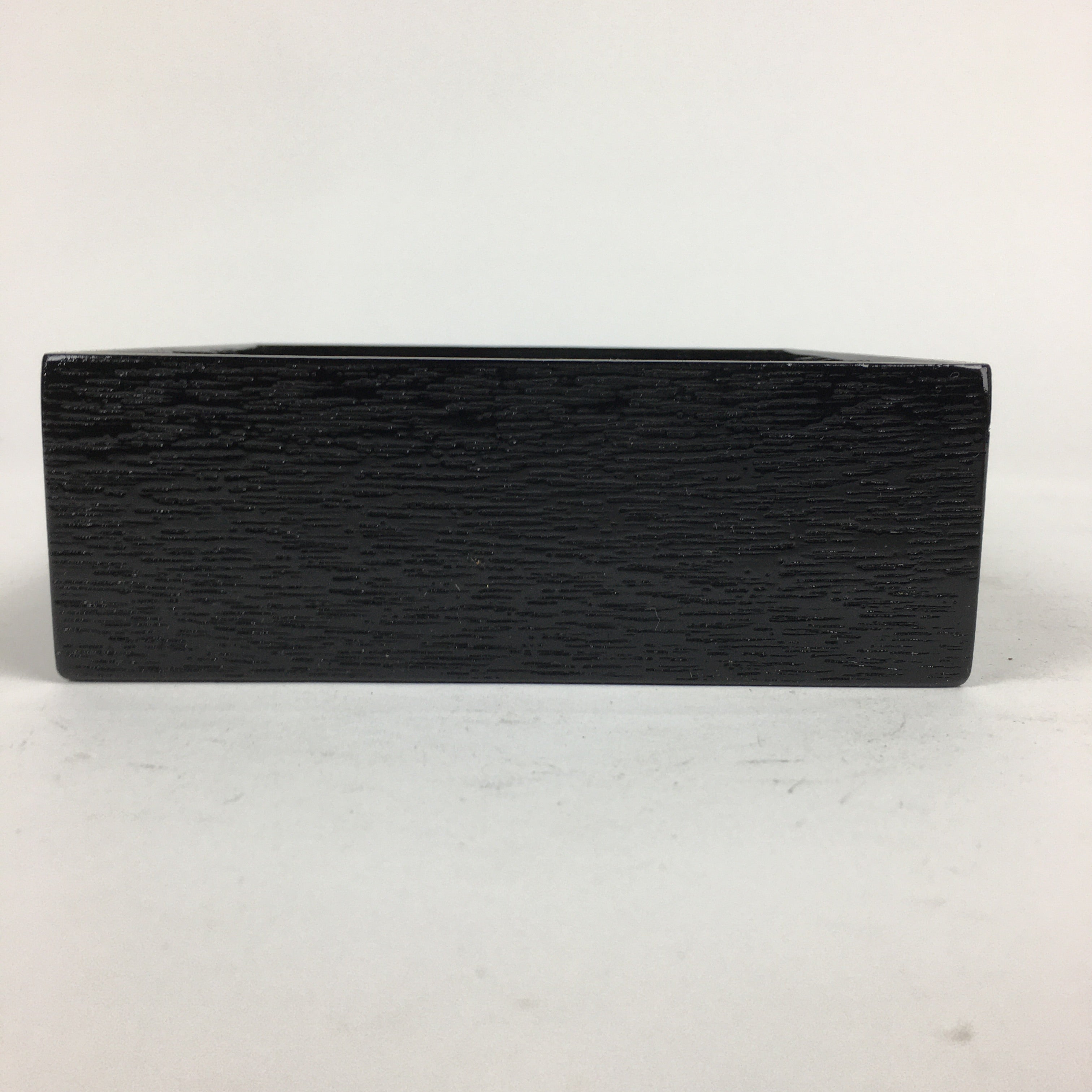 Japanese Wooden Lacquered Box Vtg Square Tray Black Tea Ceremony UR621