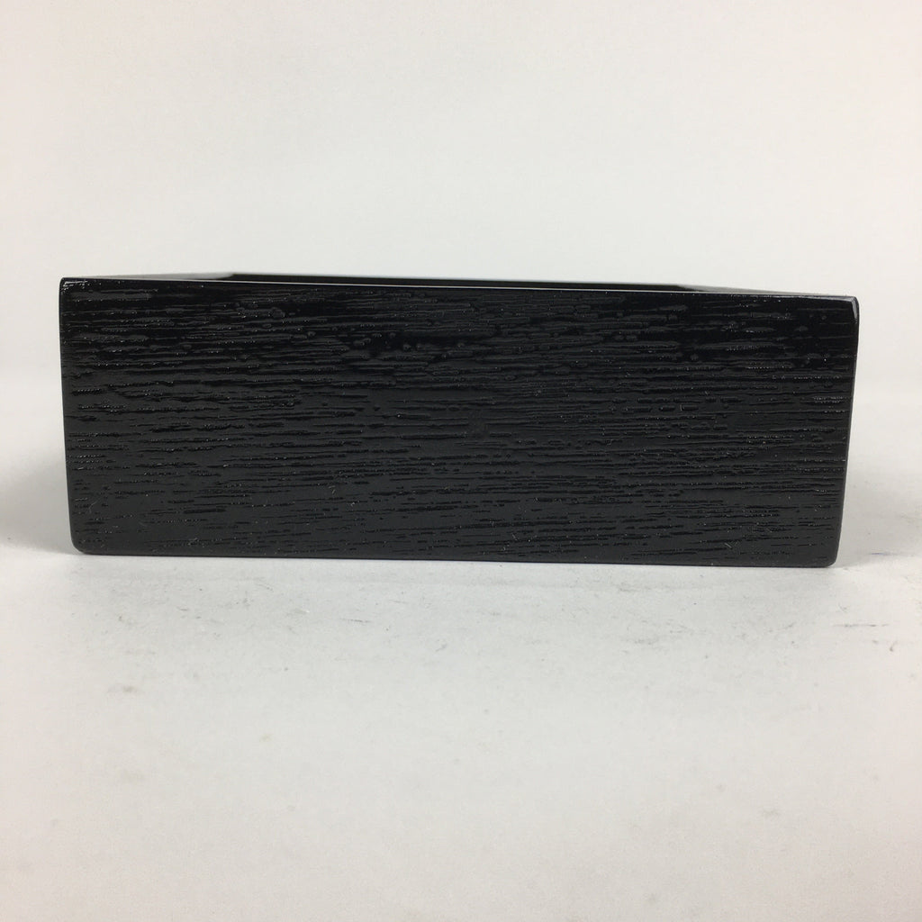 Japanese Wooden Lacquered Box Vtg Square Tray Black Tea Ceremony UR621