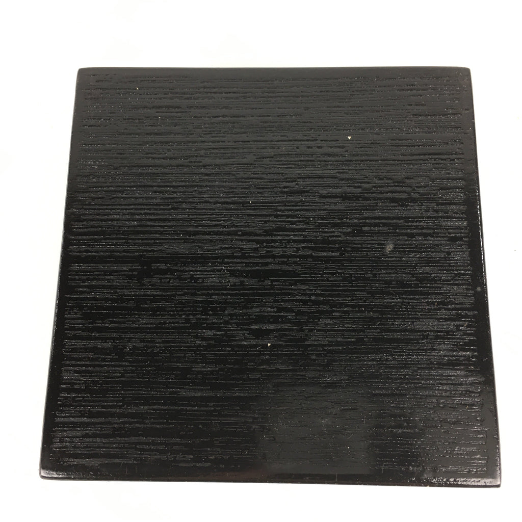 Japanese Wooden Lacquered Box Vtg Square Tray Black Tea Ceremony UR621