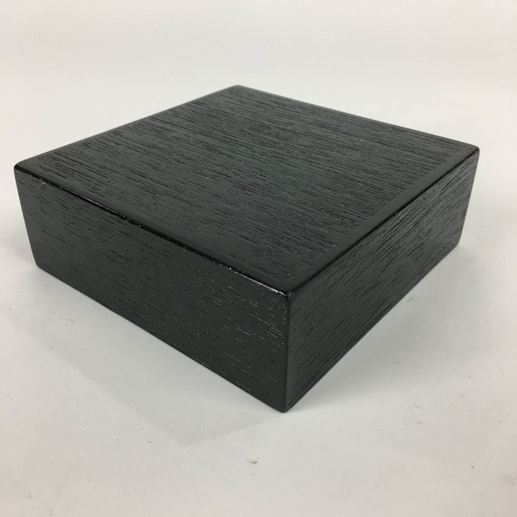 Japanese Wooden Lacquered Box Vtg Square Tray Black Tea Ceremony UR621