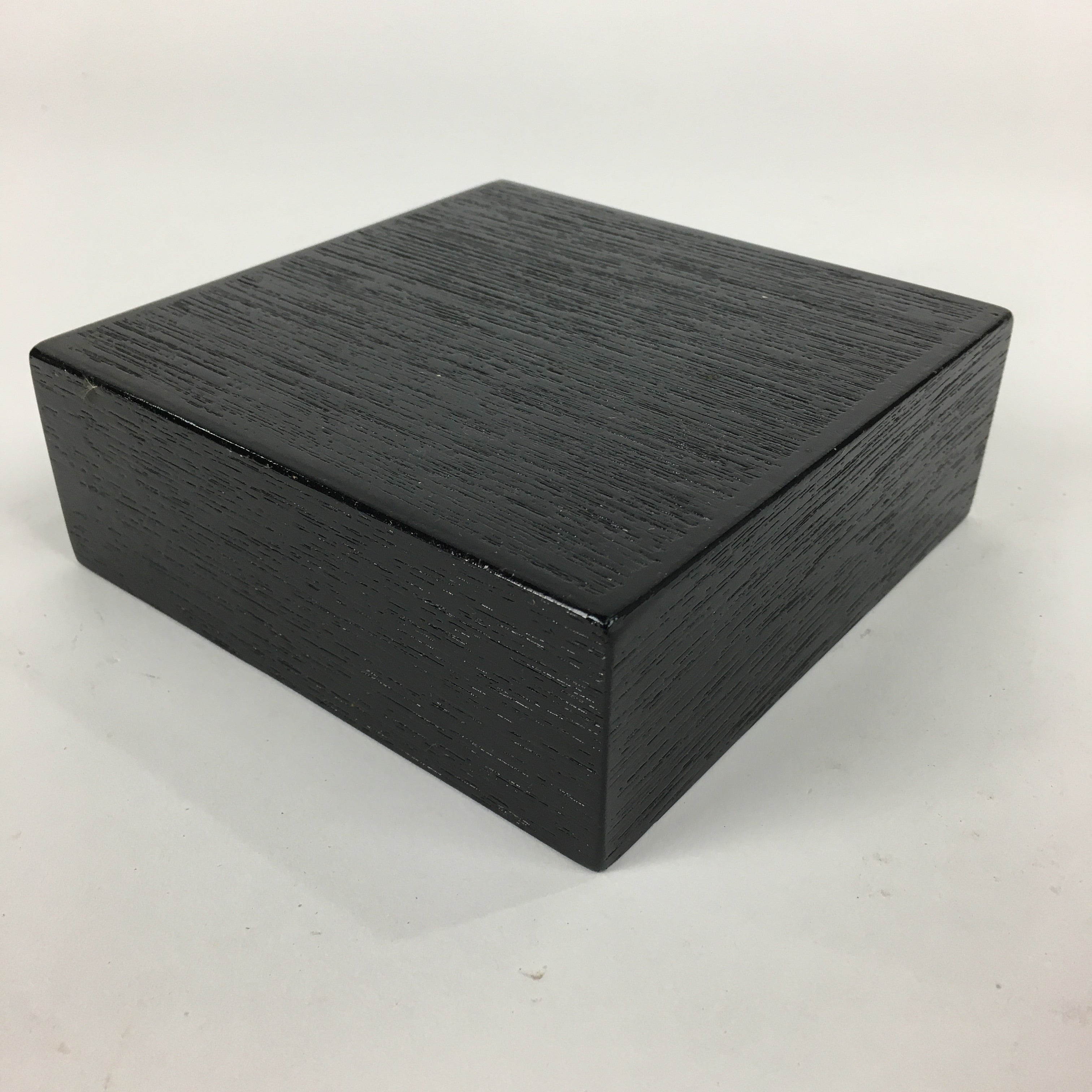 Japanese Wooden Lacquered Box Vtg Square Tray Black Tea Ceremony UR621