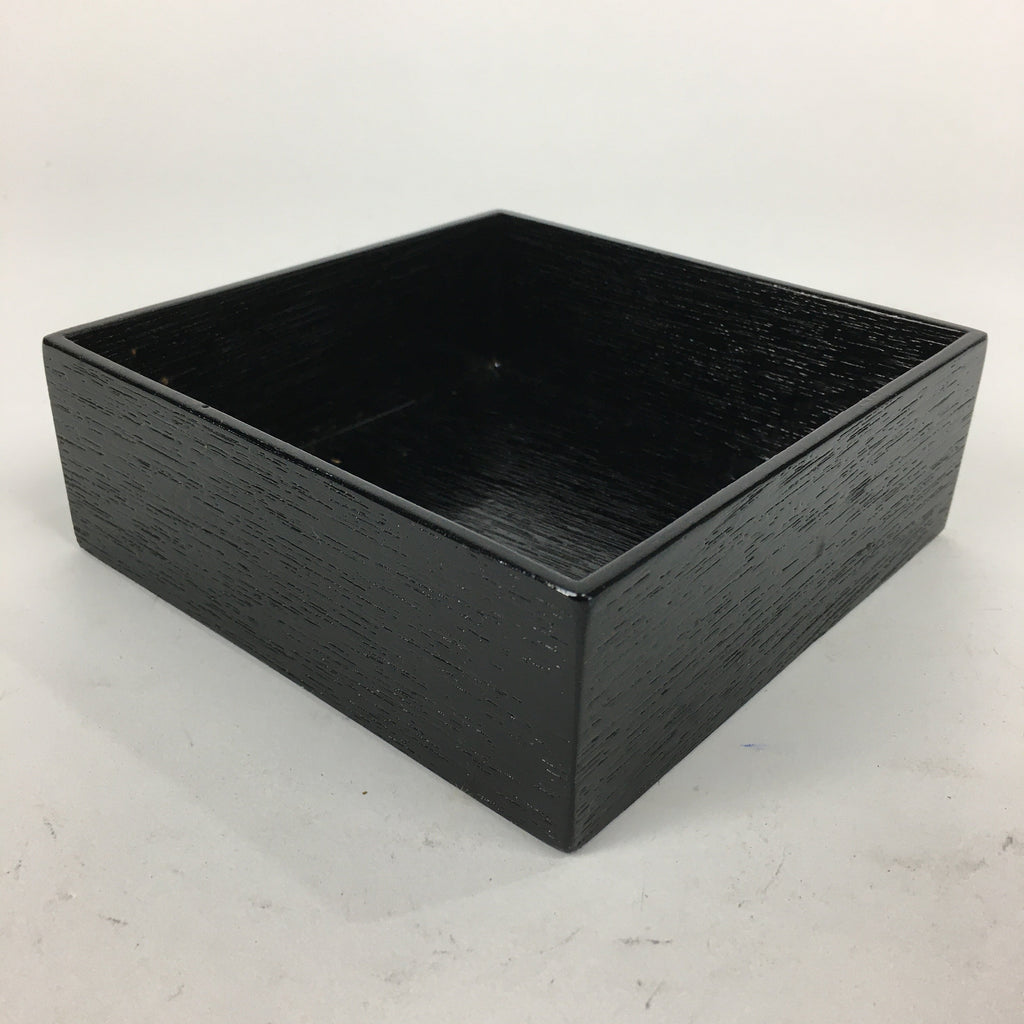 Japanese Wooden Lacquered Box Vtg Square Tray Black Tea Ceremony UR621