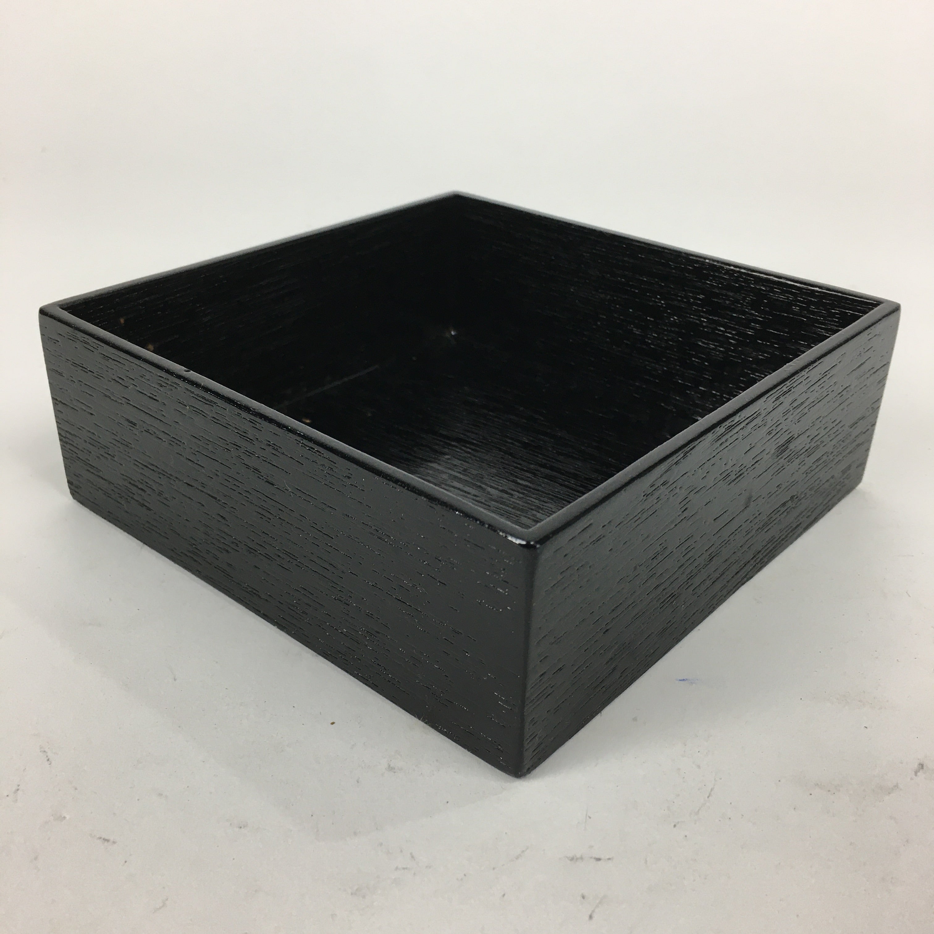 Japanese Wooden Lacquered Box Vtg Square Tray Black Tea Ceremony UR621