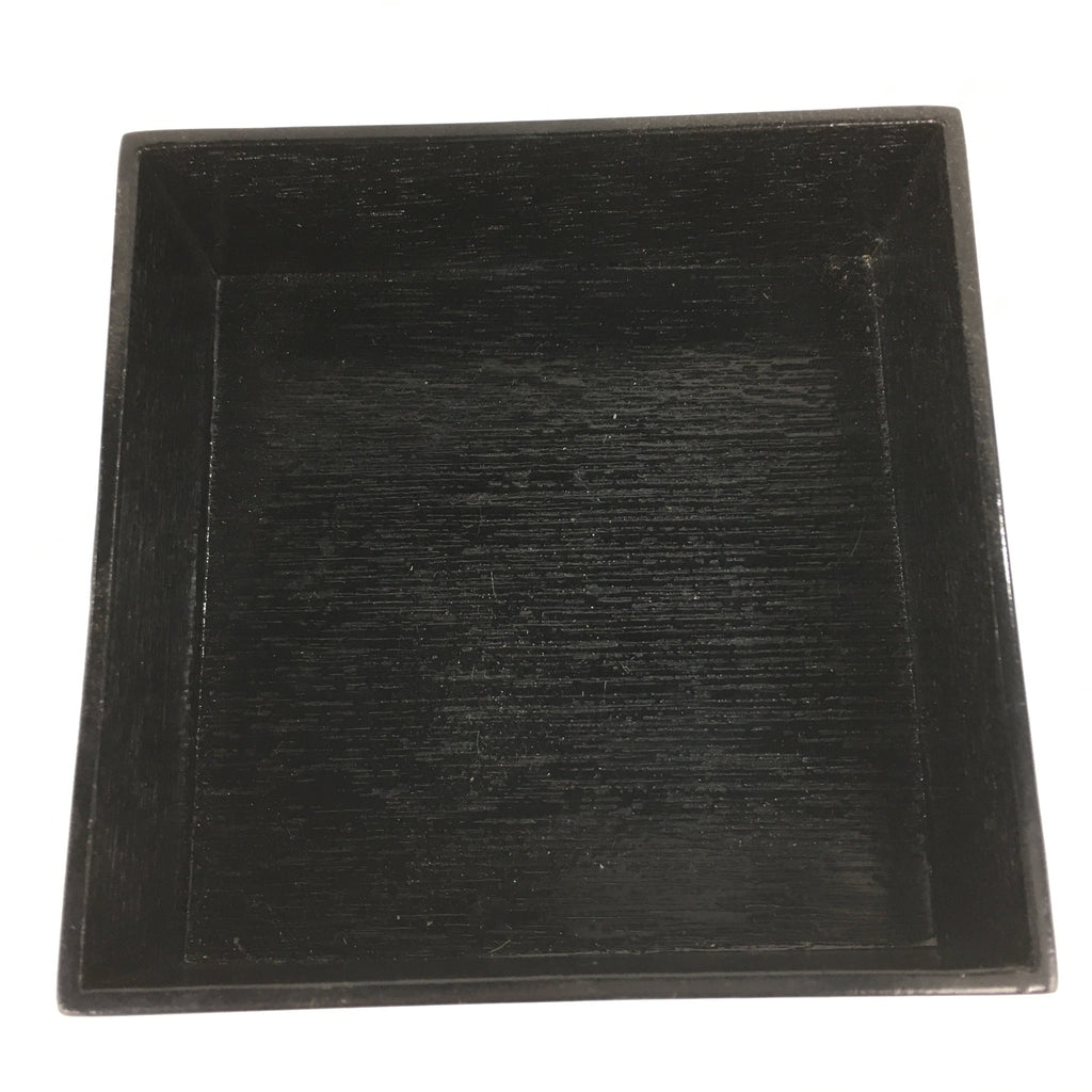 Japanese Wooden Lacquered Box Vtg Square Tray Black Tea Ceremony UR622