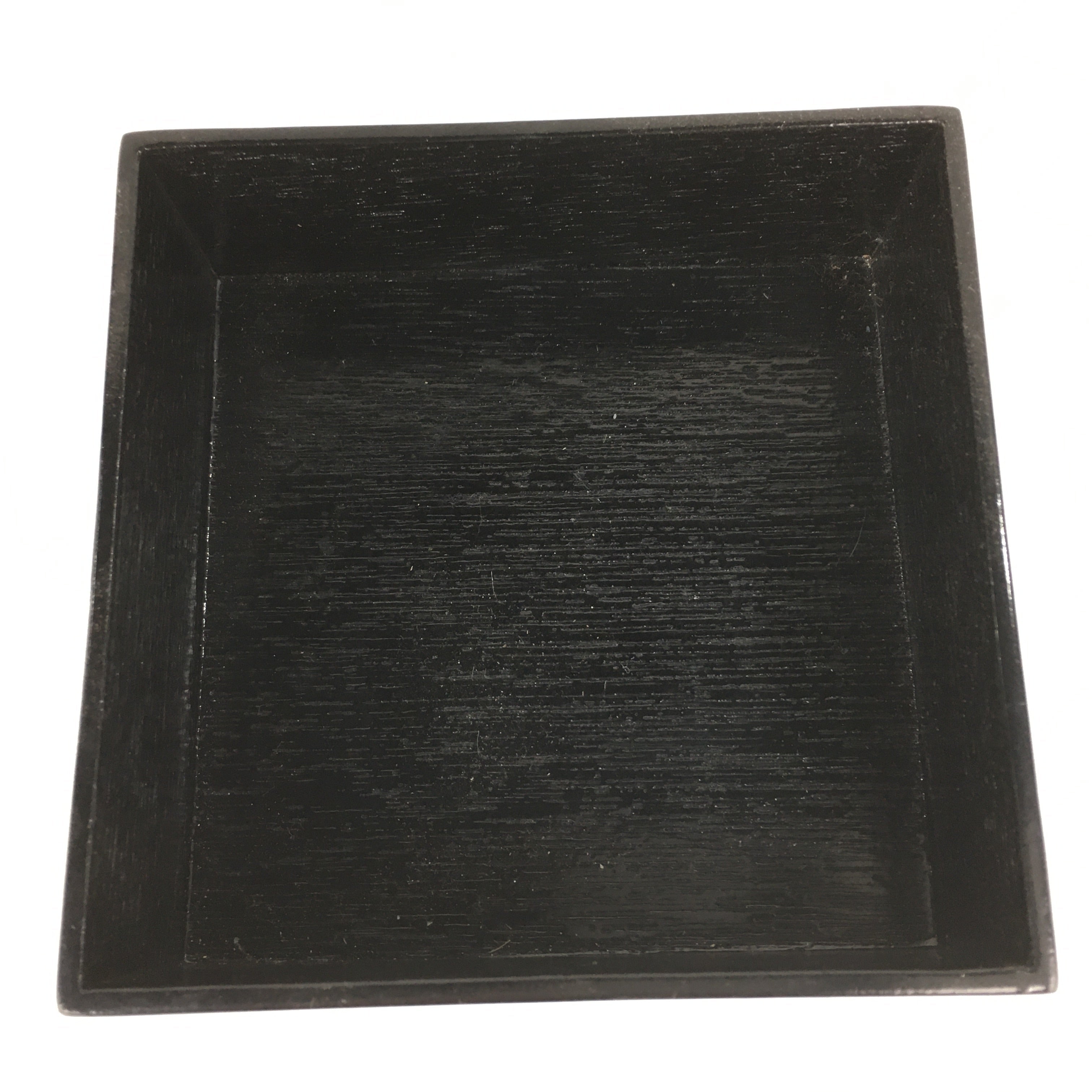 Japanese Wooden Lacquered Box Vtg Square Tray Black Tea Ceremony UR622