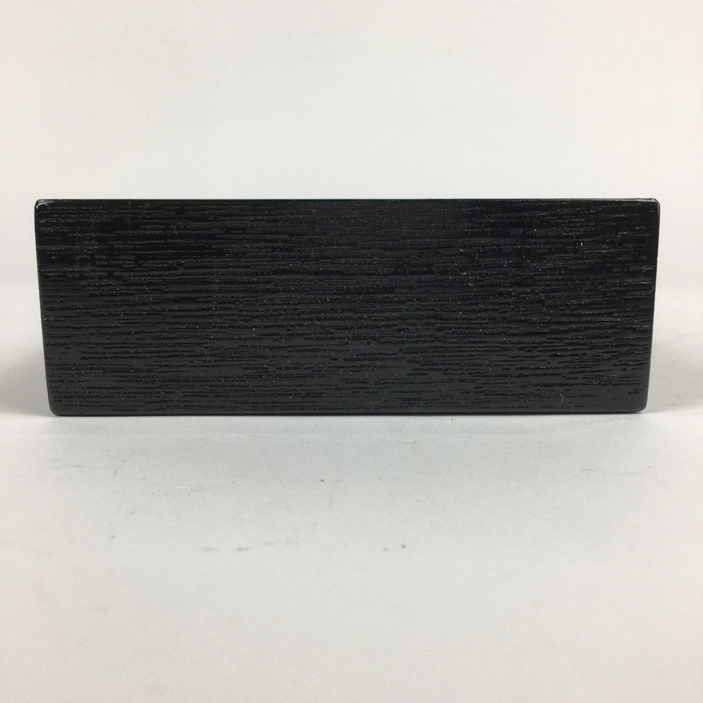 Japanese Wooden Lacquered Box Vtg Square Tray Black Tea Ceremony UR622