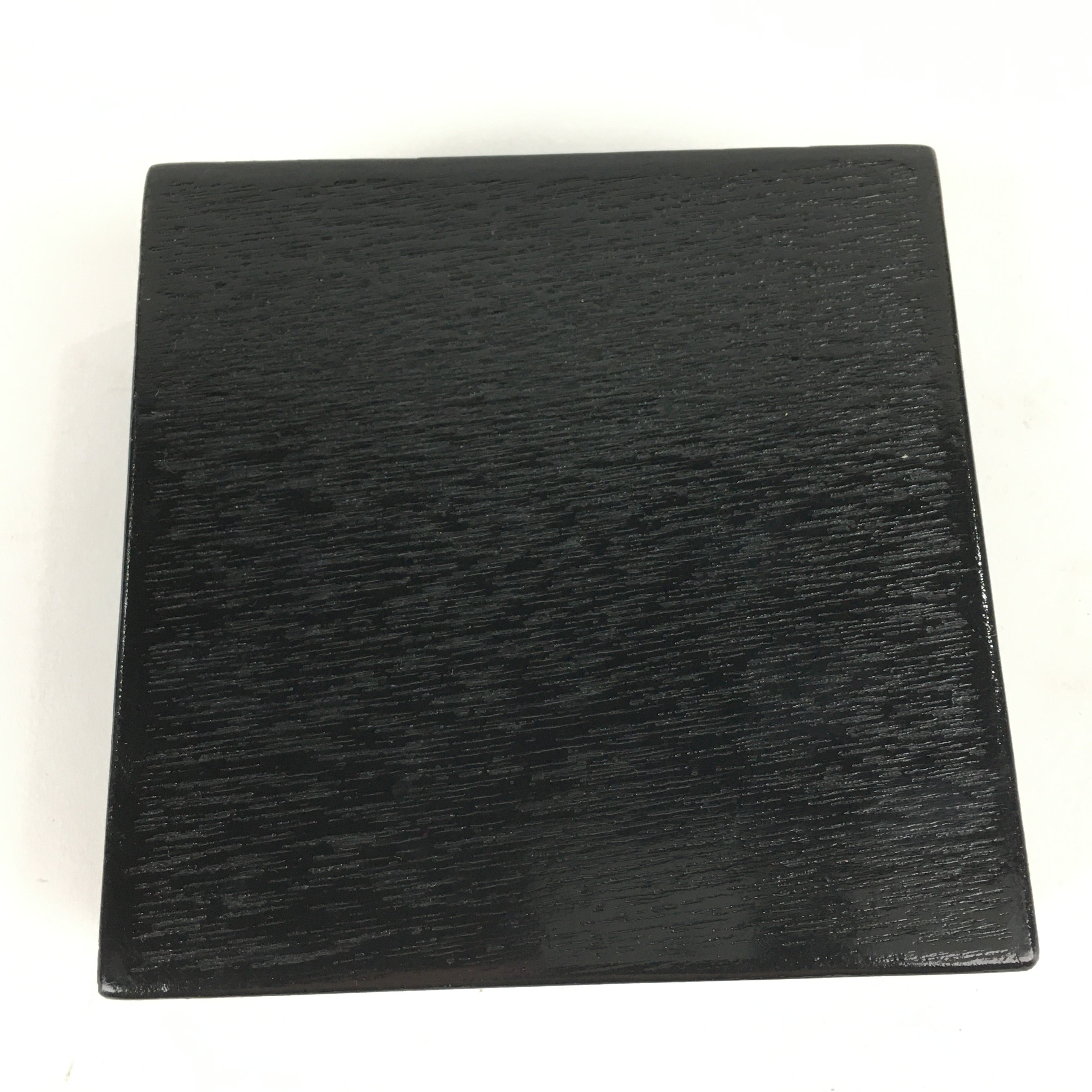 Japanese Wooden Lacquered Box Vtg Square Tray Black Tea Ceremony UR622