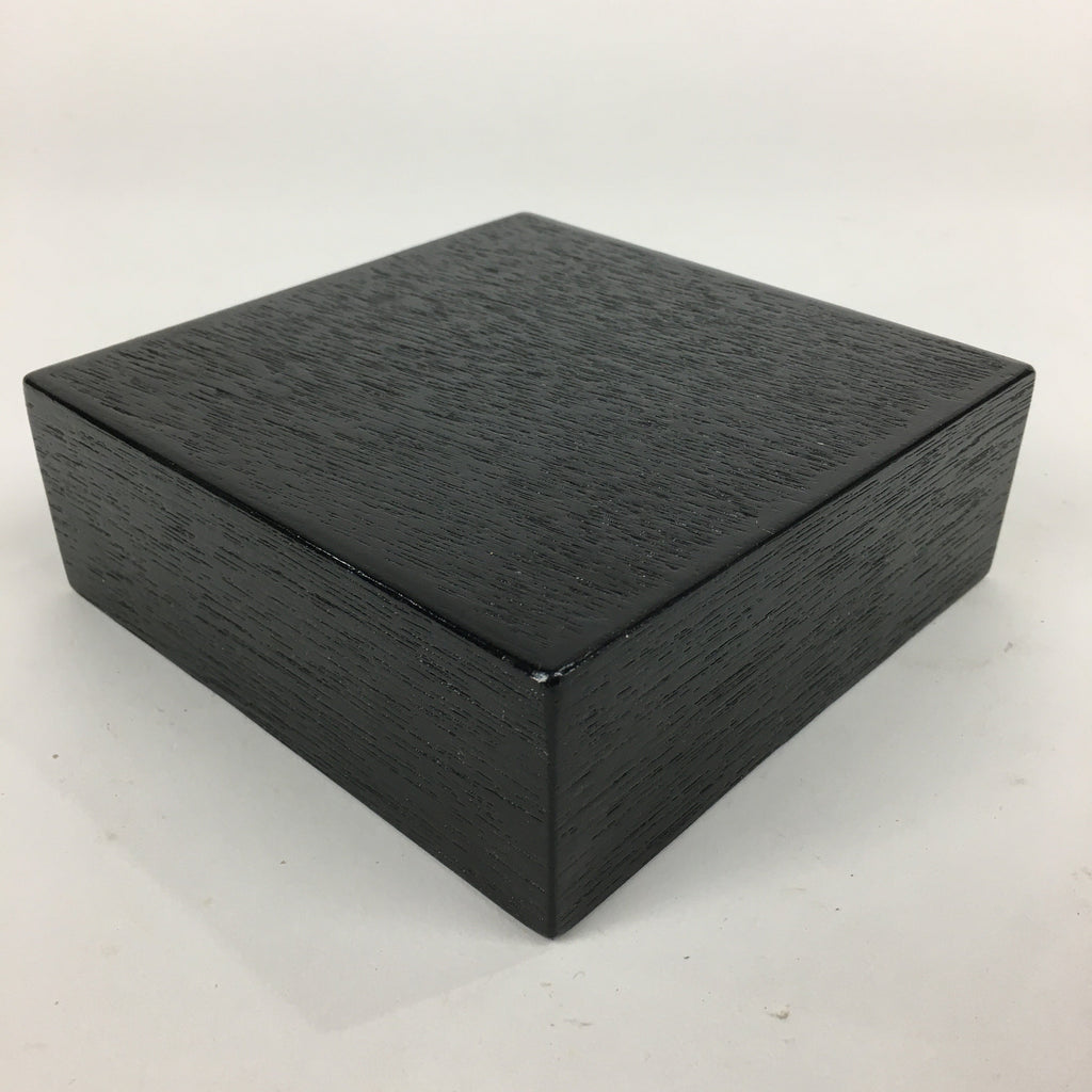 Japanese Wooden Lacquered Box Vtg Square Tray Black Tea Ceremony UR622