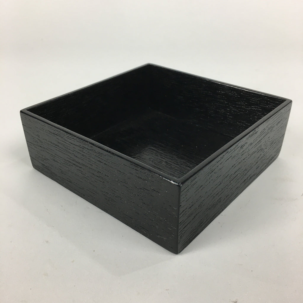 Japanese Wooden Lacquered Box Vtg Square Tray Black Tea Ceremony UR622