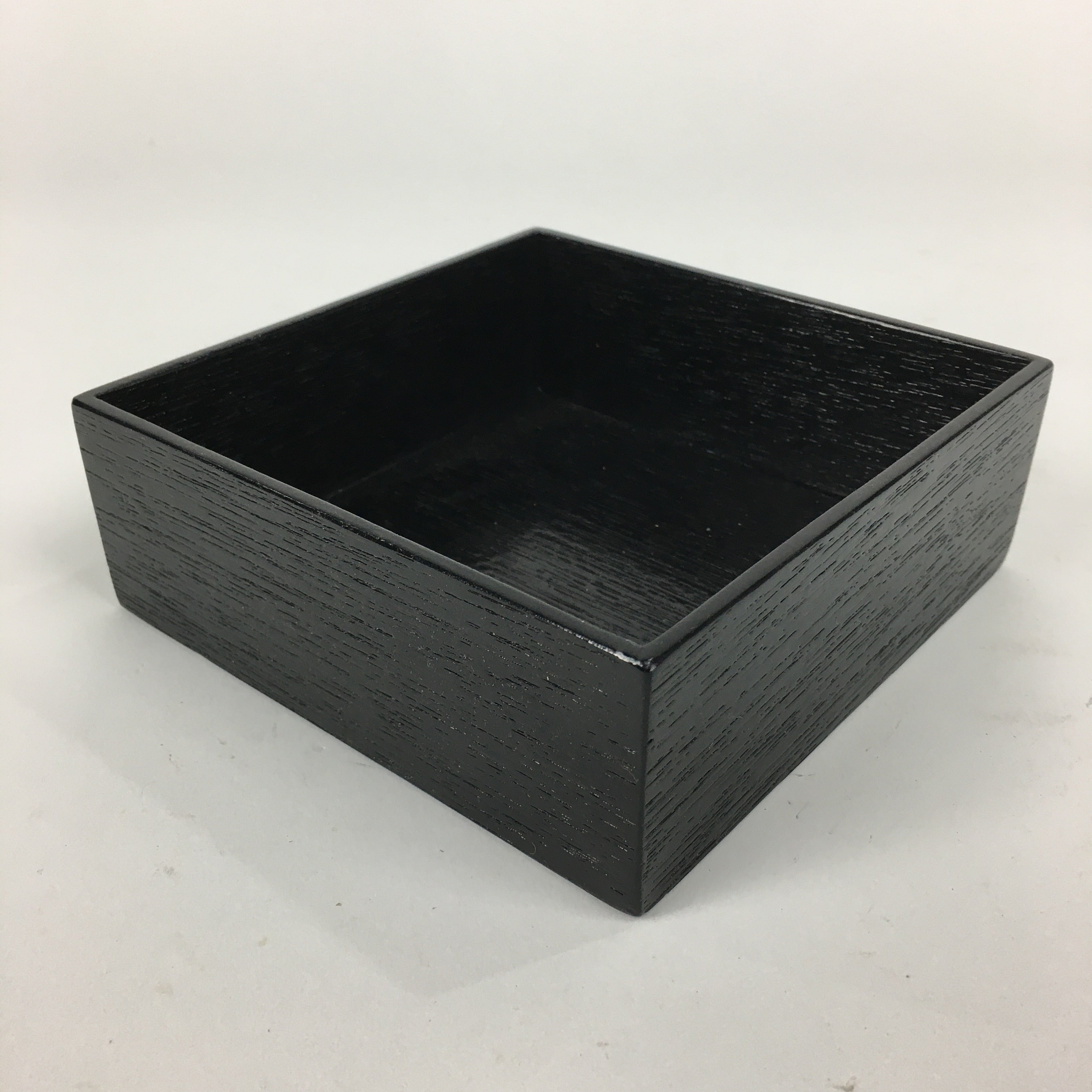 Japanese Wooden Lacquered Box Vtg Square Tray Black Tea Ceremony UR622