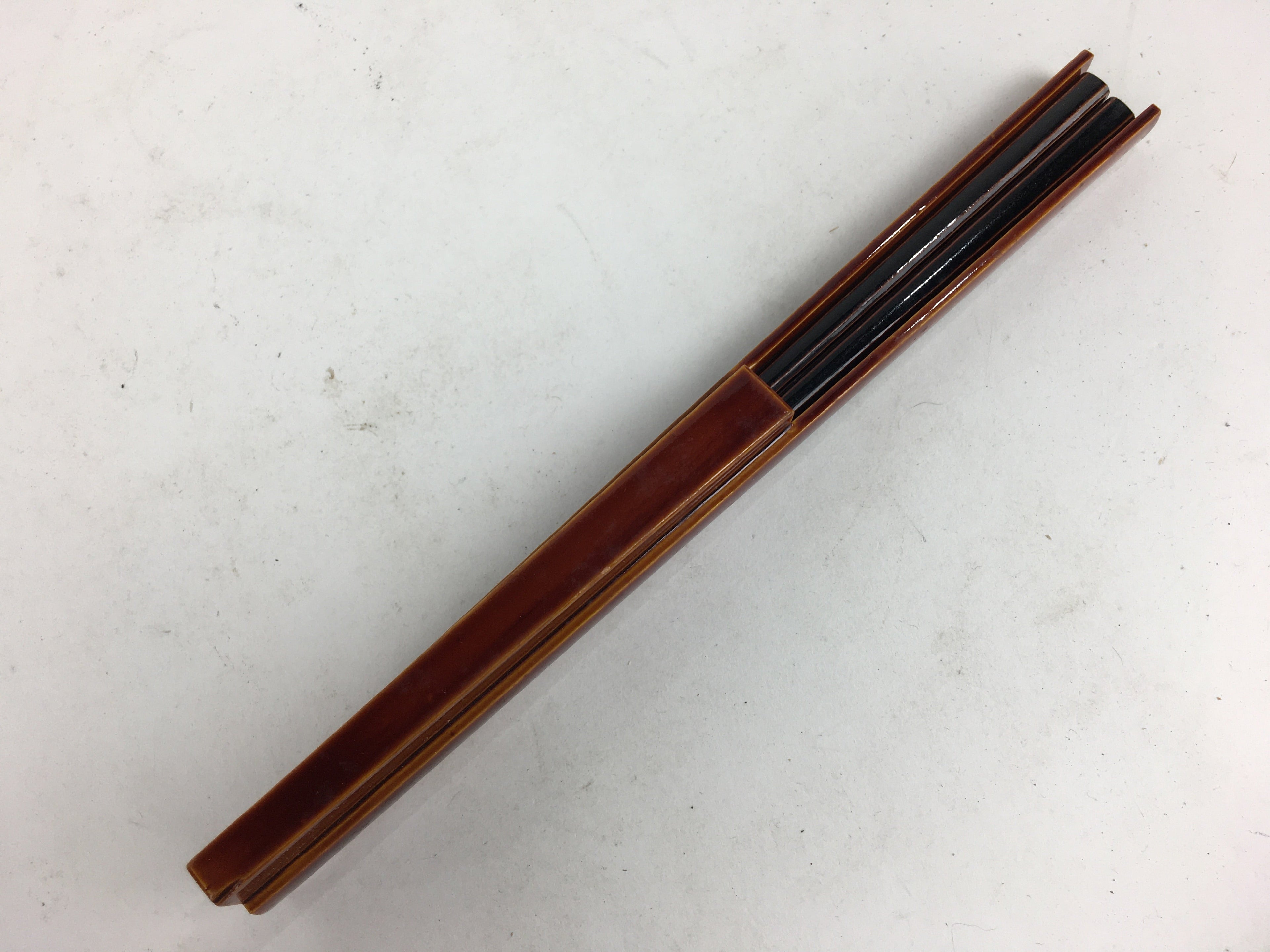 Japanese Wooden Lacquered Chopsticks Hashi Holder Vtg Shunkei-Nuri Brown UR619