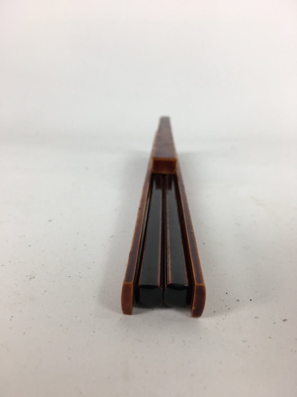 Japanese Wooden Lacquered Chopsticks Hashi Holder Vtg Shunkei-Nuri Brown UR619