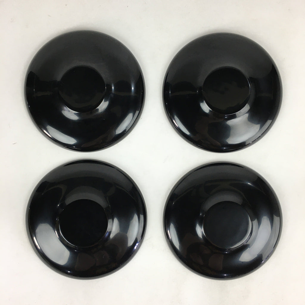 Japanese Wooden Lacquered Drink Saucer 5pc Set Vtg Chataku Coaster Black UR694