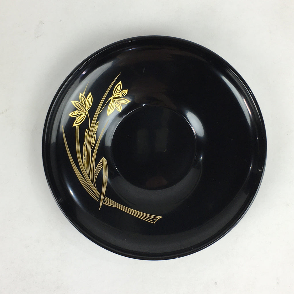Japanese Wooden Lacquered Drink Saucer 5pc Set Vtg Chataku Coaster Black UR694