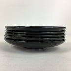 Japanese Wooden Lacquered Drink Saucer 5pc Set Vtg Chataku Coaster Black UR694
