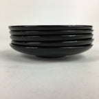 Japanese Wooden Lacquered Drink Saucer 5pc Set Vtg Chataku Coaster Black UR694