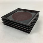 Japanese Wooden Lacquered Drink Saucer 5pc Set Vtg Chataku Coaster UR695