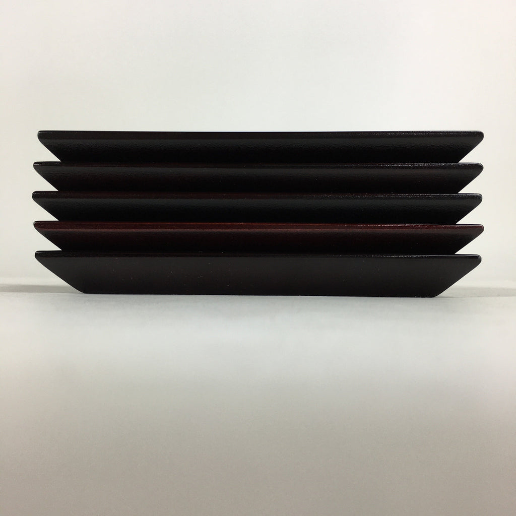 Japanese Wooden Lacquered Drink Saucer 5pc Set Vtg Chataku Coaster UR695