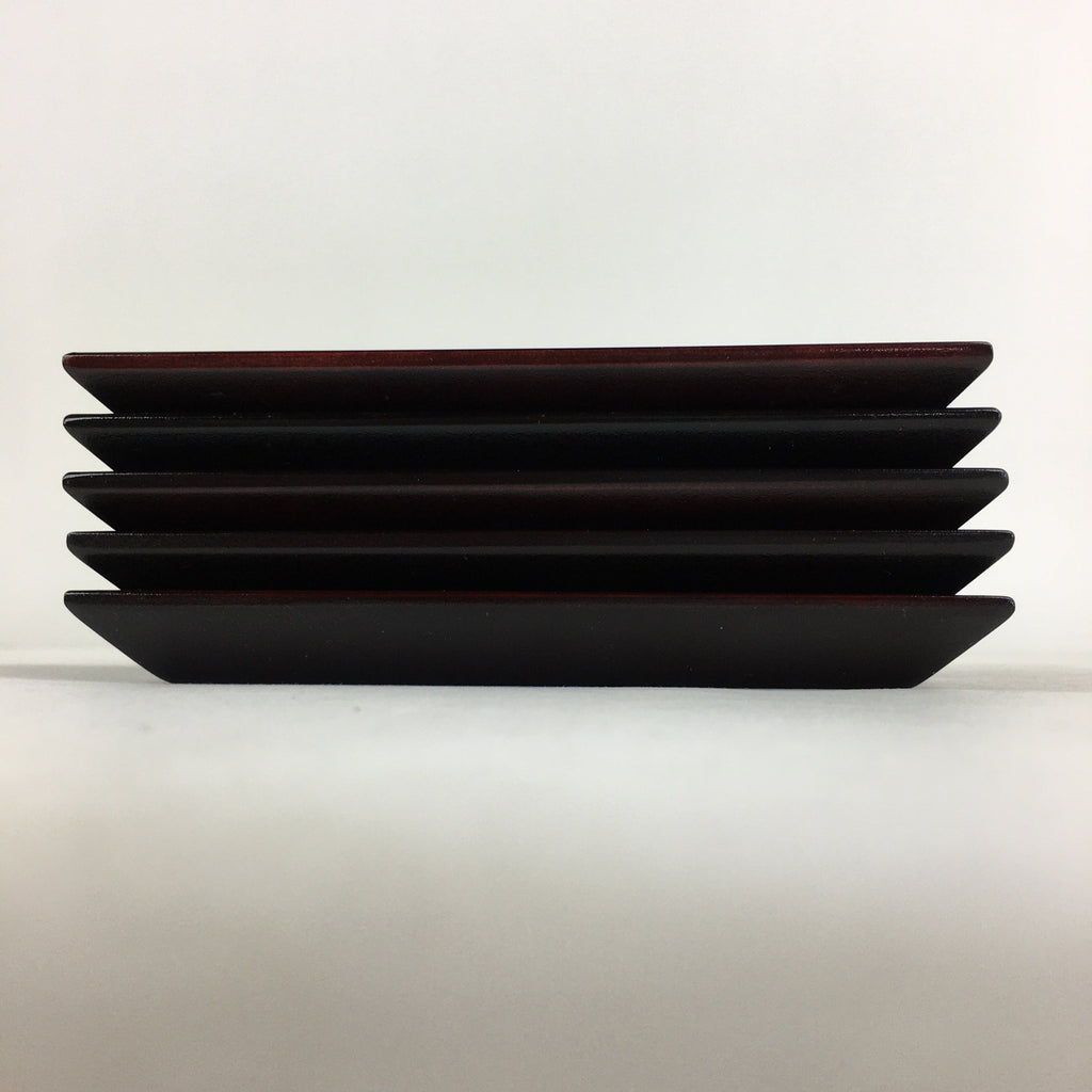 Japanese Wooden Lacquered Drink Saucer 5pc Set Vtg Chataku Coaster UR695