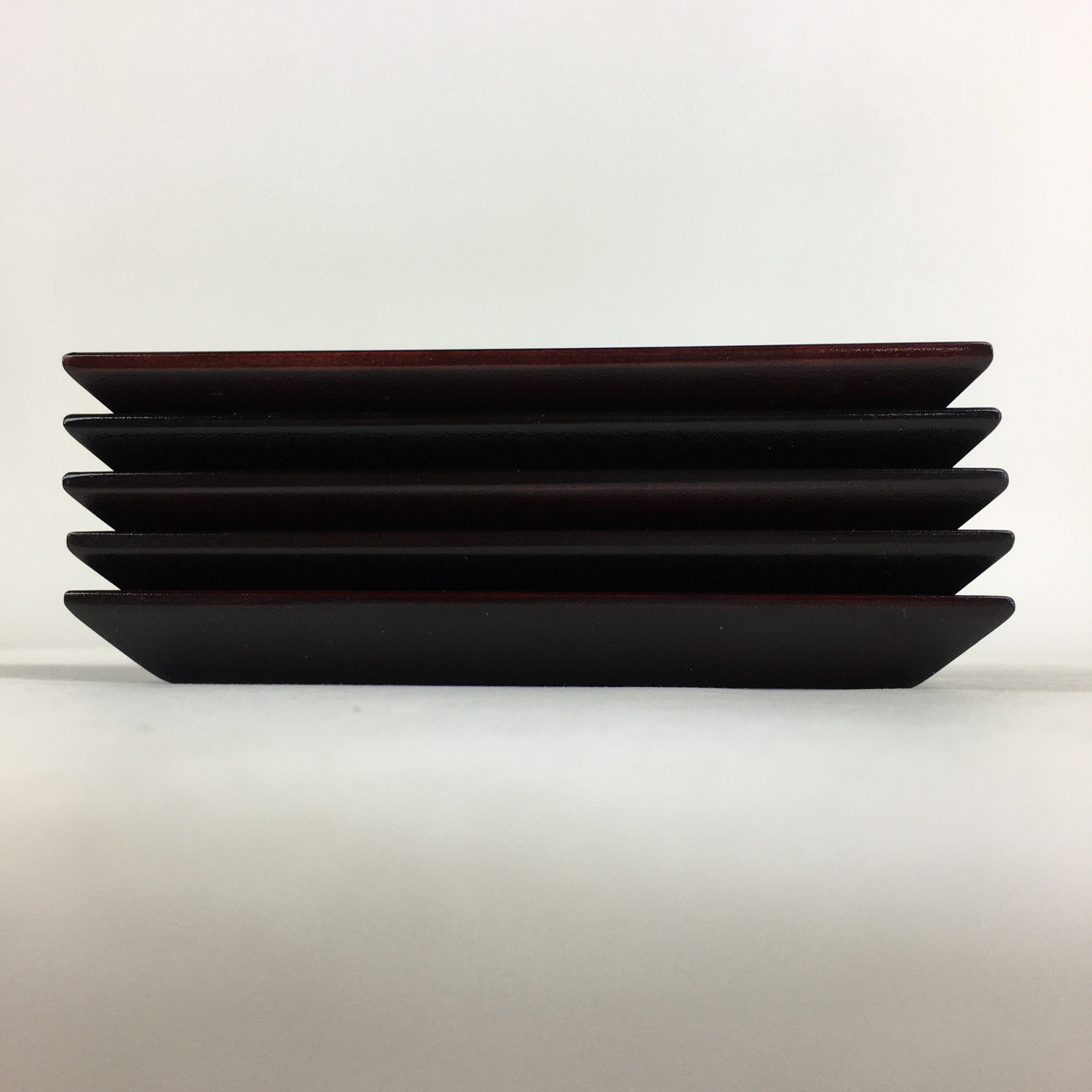 Japanese Wooden Lacquered Drink Saucer 5pc Set Vtg Chataku Coaster UR695