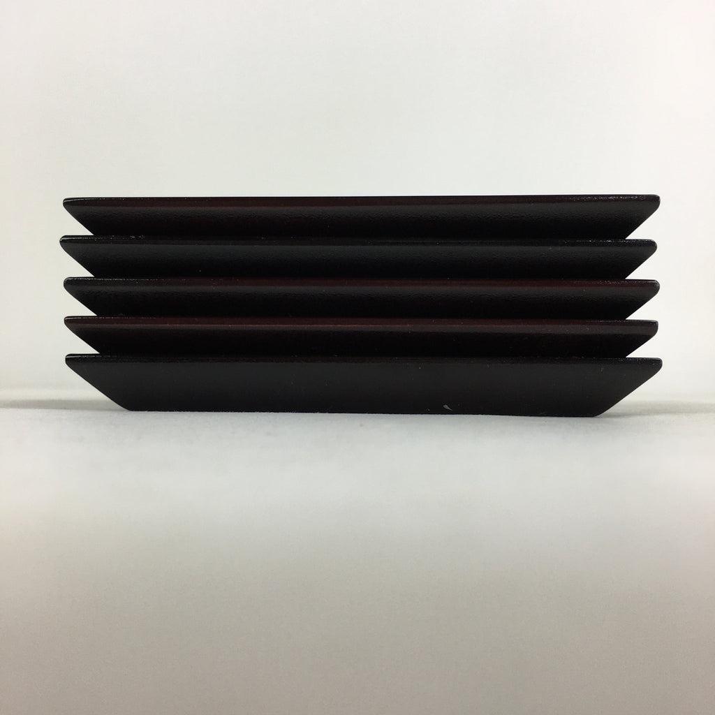 Japanese Wooden Lacquered Drink Saucer 5pc Set Vtg Chataku Coaster UR695