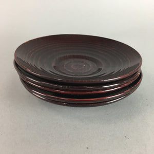 Japanese Wooden Lacquered Drink Saucer 5pc Set Vtg Chataku Coaster UR98