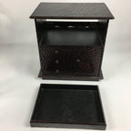 Japanese Wooden Lacquered Kamakura-Bori Tansu Vtg Tray Chest Brown Red T294