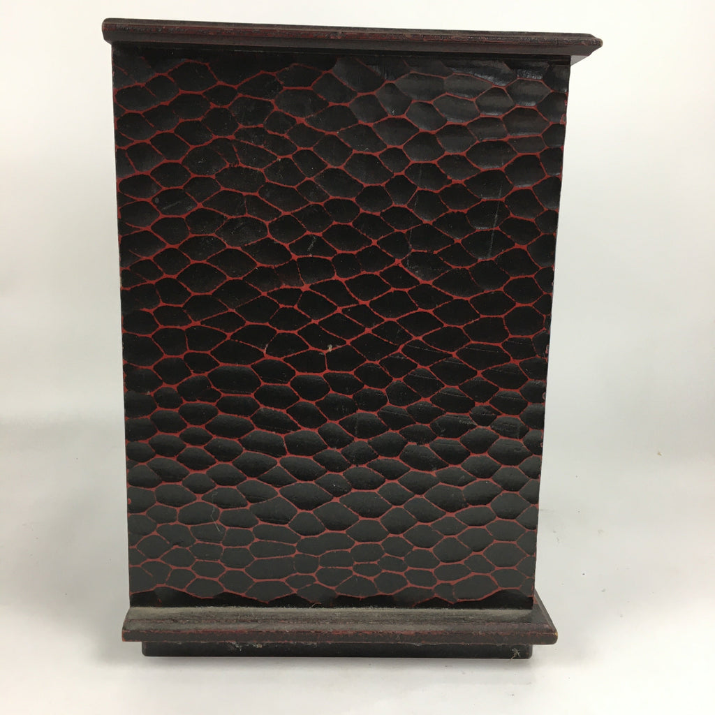 Japanese Wooden Lacquered Kamakura-Bori Tansu Vtg Tray Chest Brown Red T294