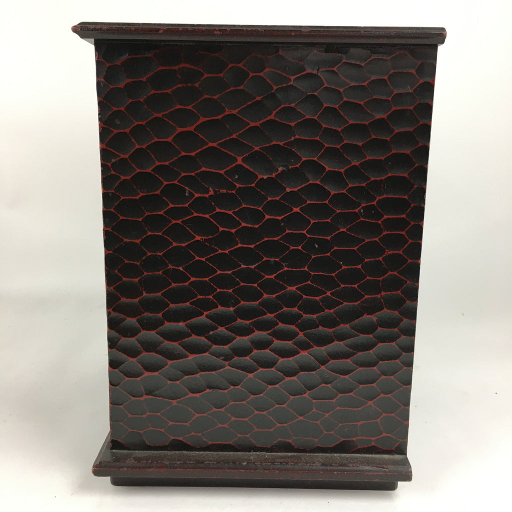 Japanese Wooden Lacquered Kamakura-Bori Tansu Vtg Tray Chest Brown Red T294