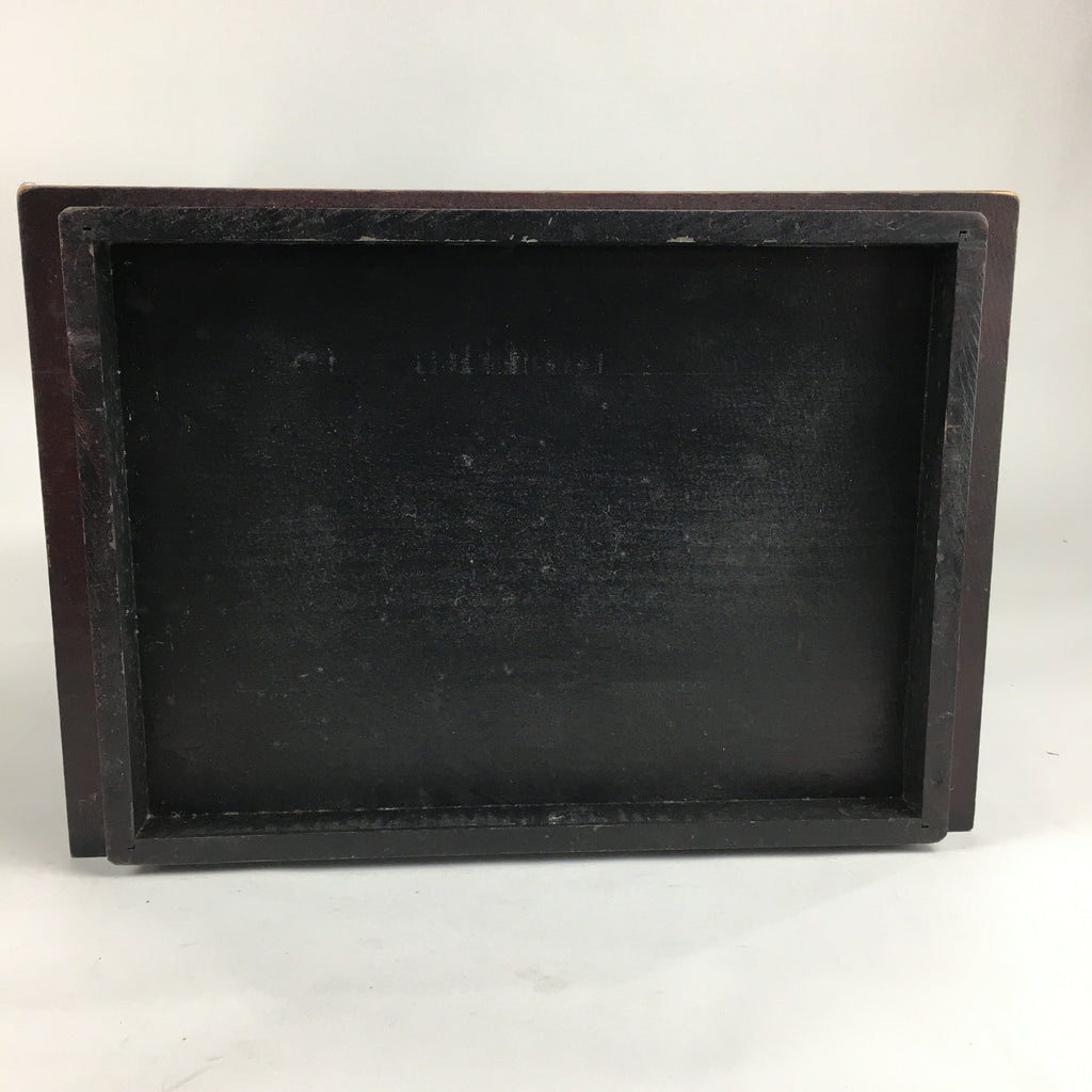 Japanese Wooden Lacquered Kamakura-Bori Tansu Vtg Tray Chest Brown Red T294