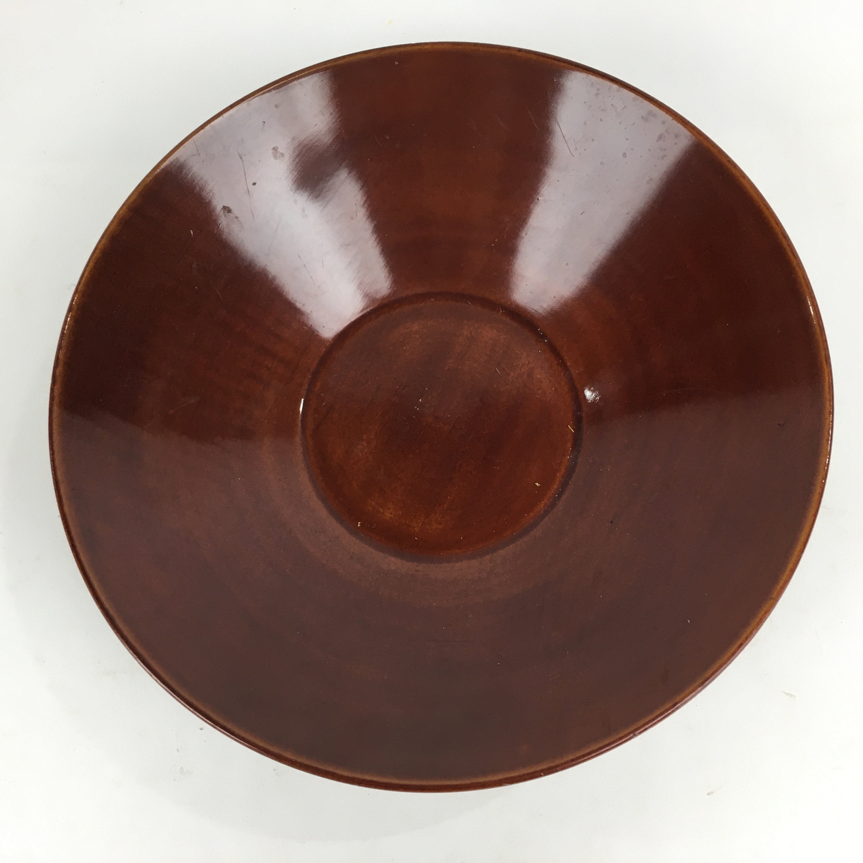 Japanese Wooden Lacquered Large Bowl Vtg Multi Bowl Snack Salad Brown UR609