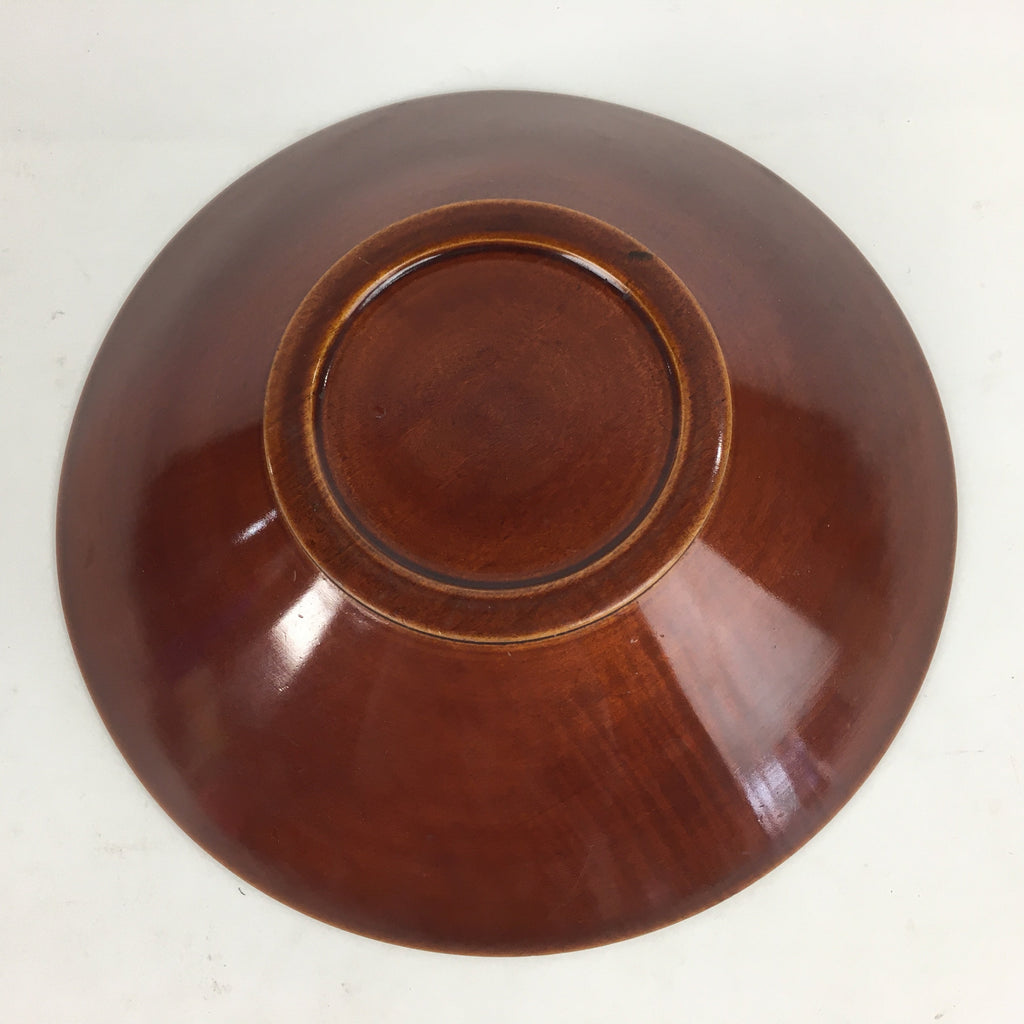 Japanese Wooden Lacquered Large Bowl Vtg Multi Bowl Snack Salad Brown UR609