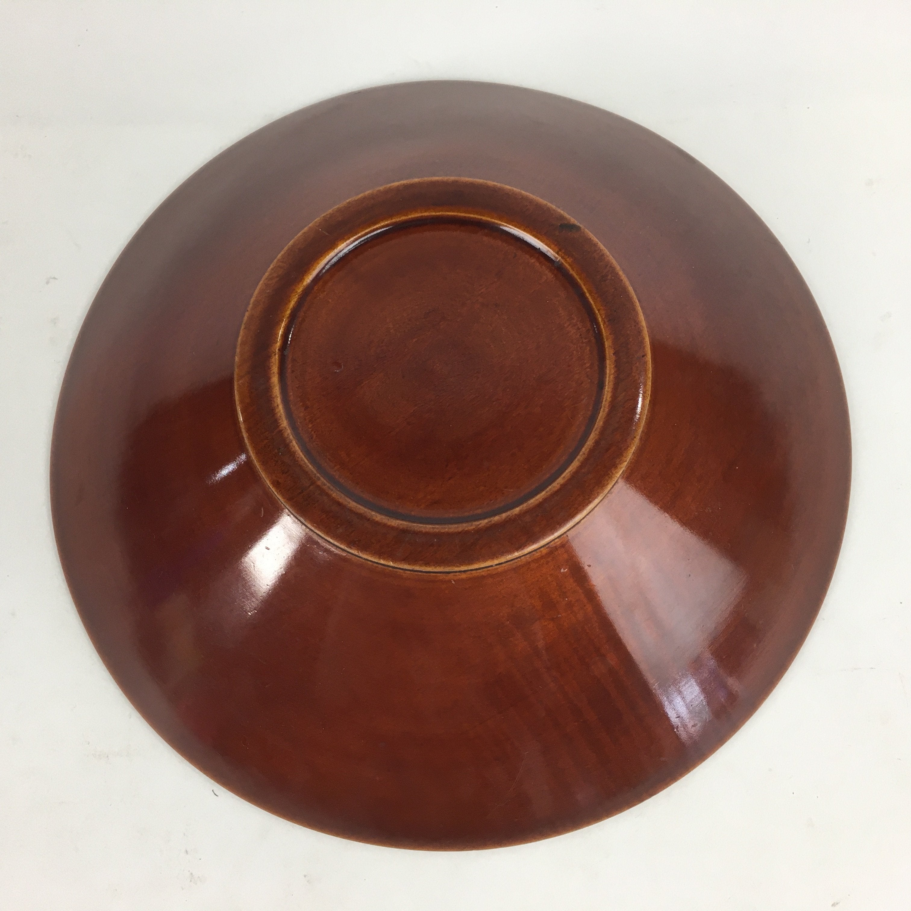 Japanese Wooden Lacquered Large Bowl Vtg Multi Bowl Snack Salad Brown UR609